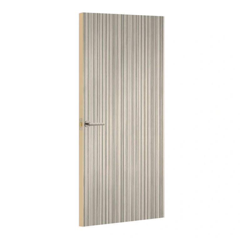 Ashen Ribbonwood Formica laminate door, angled view with light edge lippings