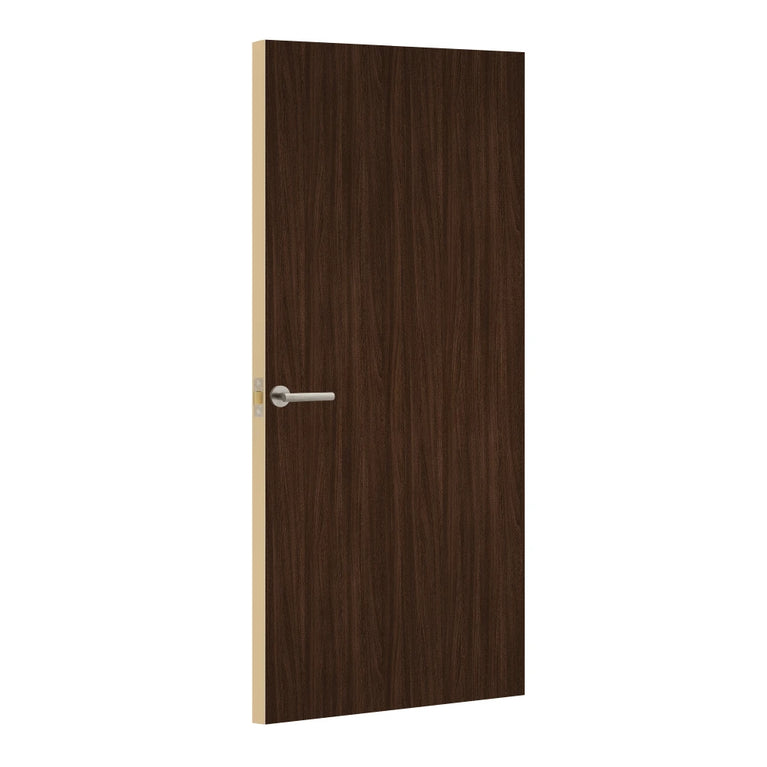 Jarrah Legno Formica laminate door, angled view with light edge lippings