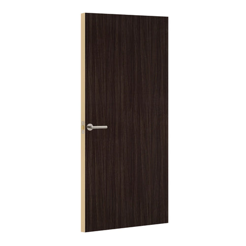 Blackened Legno Formica laminate door, angled view with light edge lippings