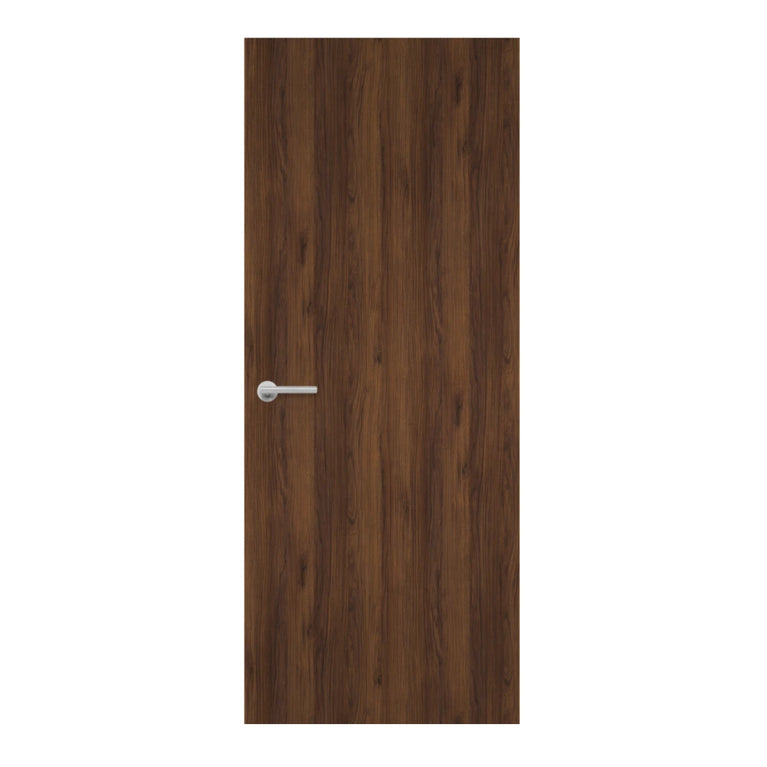 Brown Warmia Walnut Egger laminate door in warm brown tones, front view