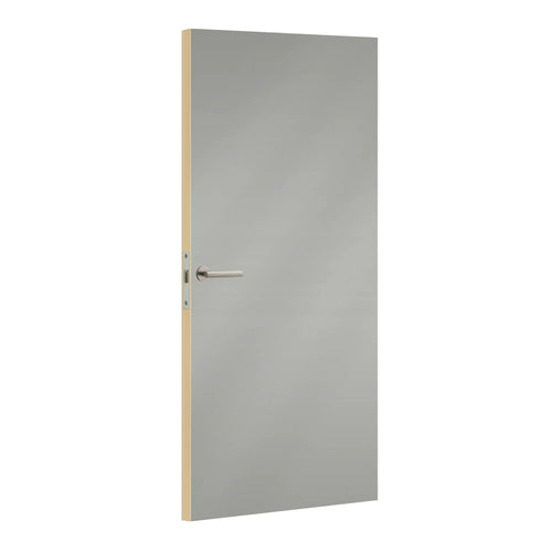 Gris Paloma laminate door in soft grey tone, angled view