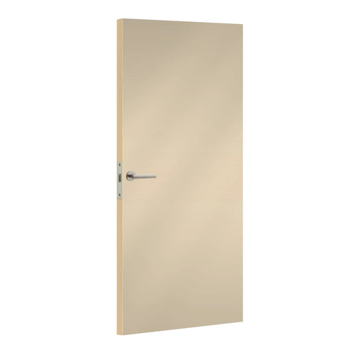 Coquille d'CEuf laminate door in soft off-white tone, angled view