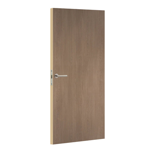 Chene Lave laminate door in washed oak finish, angled view
