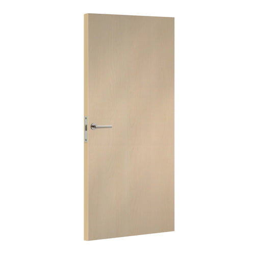 Erable Blanc laminate door in clean, light maple tone, angled view