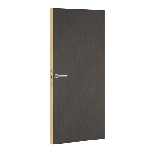 Erable Cendre laminate door in grey-tinted maple finish, angled view