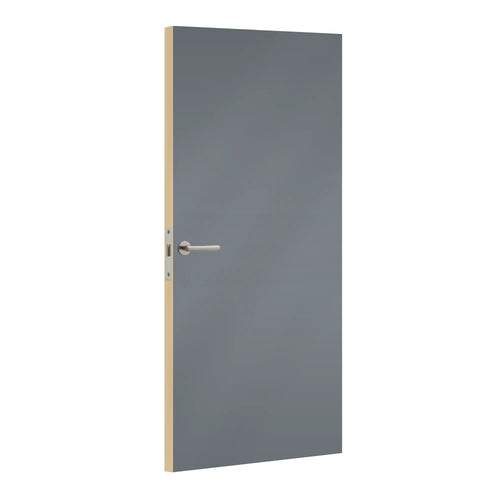 Gris Averse laminate door in medium storm-grey tone, angled view