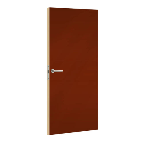 Grenade laminate door in deep red tone, angled view