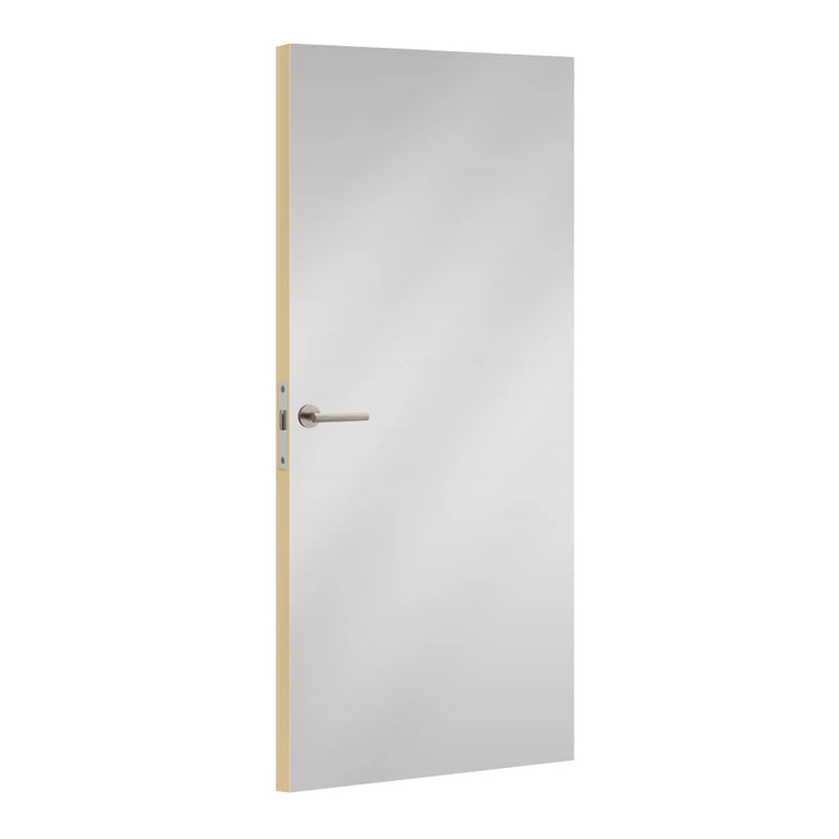 Gris Tourterelle laminate door in soft dove-grey tone, angled view