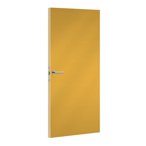 Genet laminate door in warm yellow tone, angled view