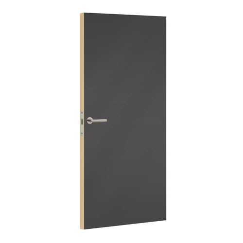 Gris Orage laminate door in dark storm-grey tone, angled view