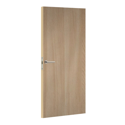 Hetre Bergen laminate door in natural beech-inspired finish, angled view