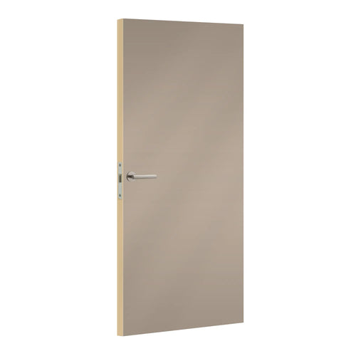 Marron Glace laminate door in soft brown tone, angled view