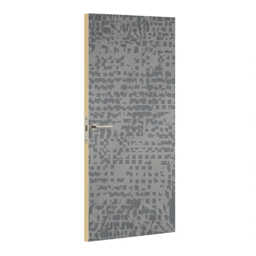 Mosaic Gris laminate door in grey mosaic finish, angled view