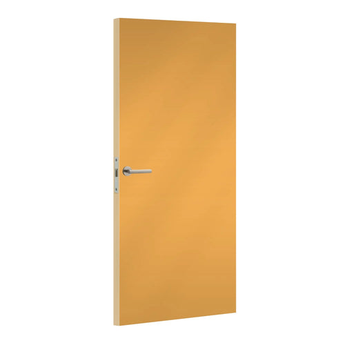 Nectarine laminate door in vibrant orange tone, angled view