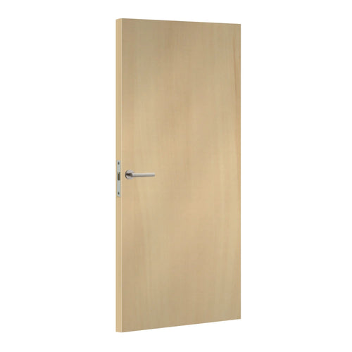 Poirier des Flandres laminate door in refined pearwood finish, angled view