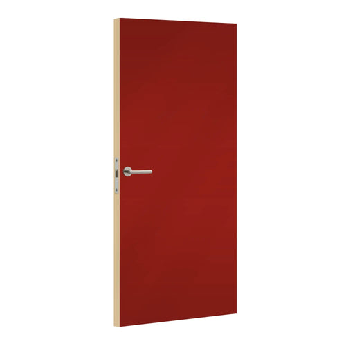 Rouge Cerise laminate door in a vivid cherry-red tone, angled view