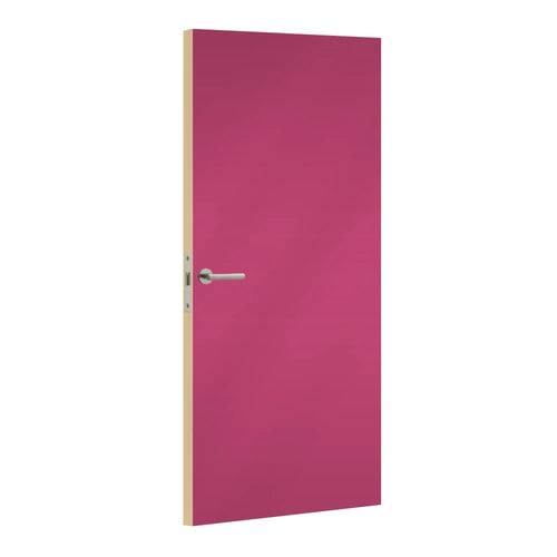 Rose Pivoine laminate door in soft peony-pink shade, angled view