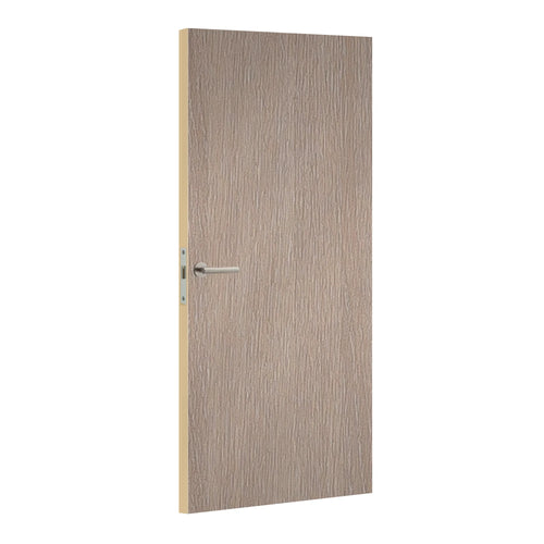 Ceruse Clair laminate door with light, whitewashed wood effect, angled view