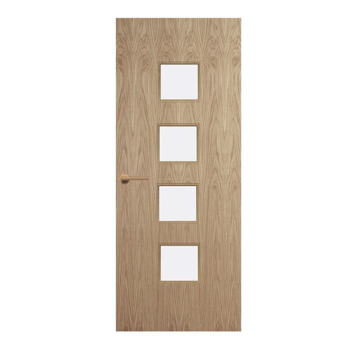 Oak Veneer - 22G - Glazed Door (FD30)