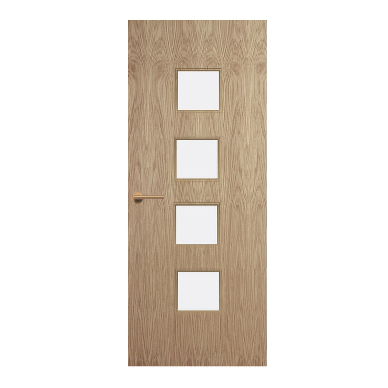 Oak Veneer - 22G - Glazed Door (FD30)