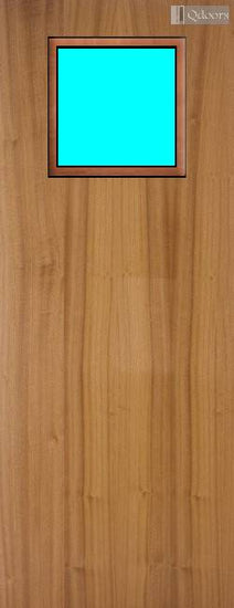 Sapele door with a square vision panel on the top half