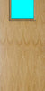 Oak door with a square vision panel on the top half