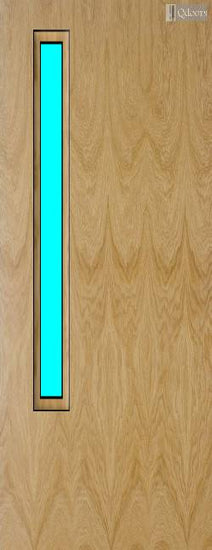 Oak door with a vertical glass panel on the left