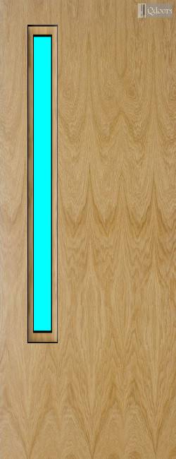 Oak door with a vertical glass panel on the left