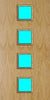Oak door with four square vision panels in the center