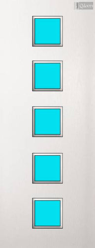 Paint  Grade white door with five square vision panels in the center