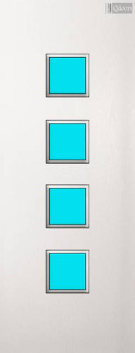 Paint  Grade white door with four square vision panels in the center