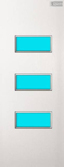 Paint Grade white door with three  rectangular vision panels in the center