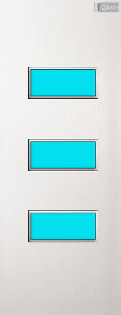 Paint Grade white door with three  rectangular vision panels in the center