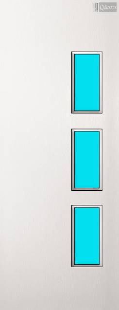 Paint  Grade white door with three vertical vision  panels on the right