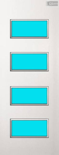 Paint Grade white door with four  rectangular vision panels in the center