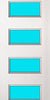 Paint Grade white door with four  rectangular vision panels in the center