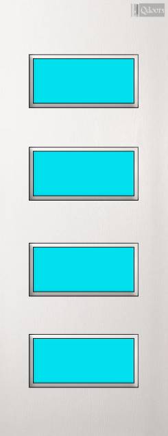Paint Grade white door with four  rectangular vision panels in the center
