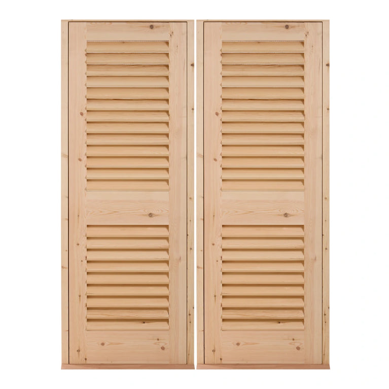 Pair Softwood Louvre doors Inc Frame & Cill