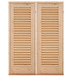 Pair Softwood Louvre doors Inc Frame & Cill
