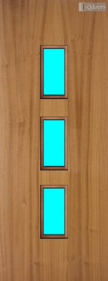 Sapele door with three vertical vision panels in the center