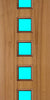 Sapele door with five square vision panels in the center