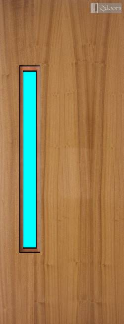 Sapele door with vertical vision panel on the left, centered