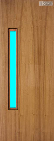 Sapele door with vertical vision panel on the left, centered