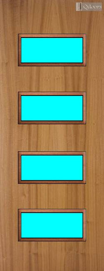 Sapele door with four rectangular vision panels in the center
