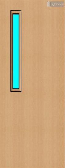 Beech door with a vertical vision panel on the top left side