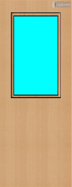 Beech door with a glass panel on the top half