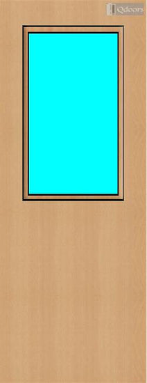Beech door with a glass panel on the top half