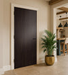 Dark Brown Eucalyptus Egger laminate door in a modern kitchen interior