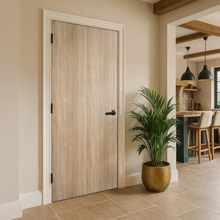 Natural Bardolino Oak Egger laminate door in a modern kitchen interior