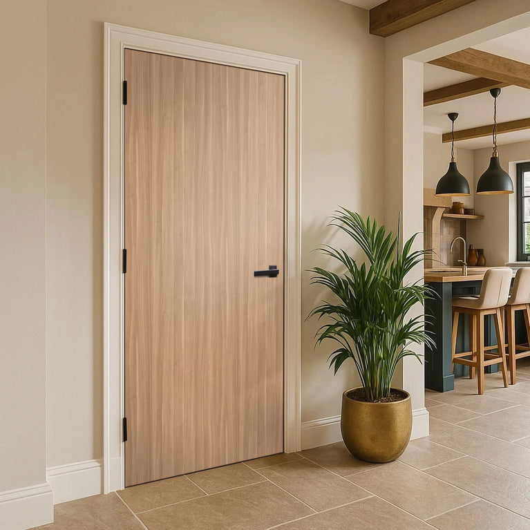 Parona Walnut Egger laminate door in a modern kitchen interior